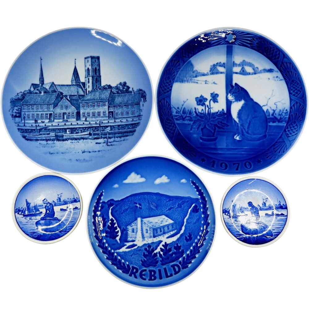 5 Danish Wall Plates – Royal Copenhagen & B&G – Scenic, Souvenir, Christmas